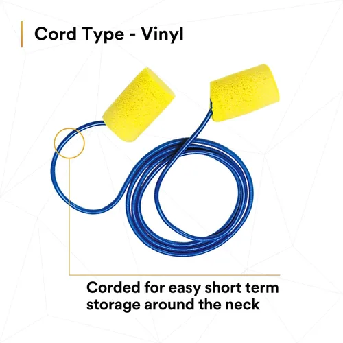 Vista 8 de 3M 3111101 E·A·R Classic Tapones para los oídos, con cable, espuma de PVC, amarillo, 200 pares