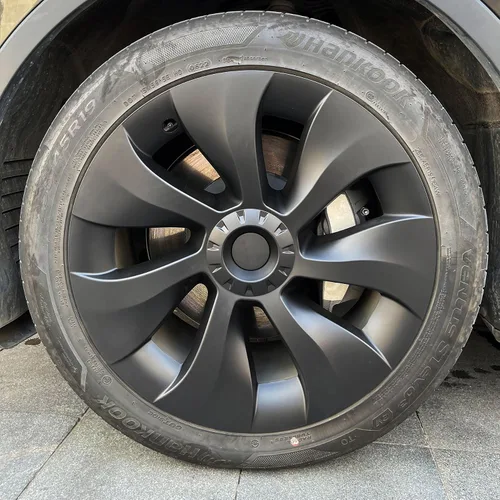 Vista 8 de KAVANIC 4 piezas de cubierta de rueda Compatible con Tesla Model Y 19 pulgadas 2020-2024 ABS tapacubos estilo cuchilla negro mate Compatible