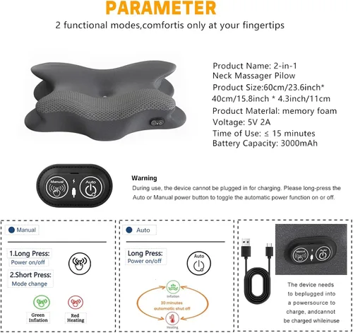 Vista 8 de Almohada cervical 2 en 1 para dormir con tracción térmica