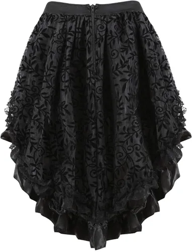 Vista 3 de Zhitunemi Disfraz steampunk de talla grande para mujer, vestido de pirata, falda renacentista, trajes altos y bajos, trajes de salón para niña