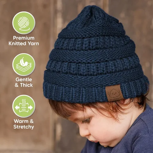 Vista 4 de Paquete de 3 gorros de bebé, sombreros para recién nacido, sombreros para bebé, sombreros para niña, gorro para recién nacido, gorro de invierno