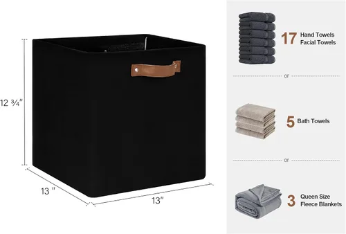 Vista 2 de StorageWorks Cubo de almacenamiento de 13 x 13 pulgadas, contenedores de almacenamiento de tela con asas de poliuretano, cestas organizadoras