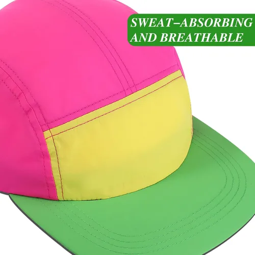 Vista 3 de Cindeer 80s 90s Neon Hat Nylon Cap Retro Adjustable Cap for Women Men 80s Costumes Accessories 90s Theme Party