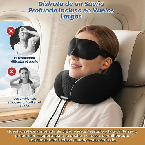 Vista 5 de ExploreBliss - Almohada de viaje, almohada de espuma viscoelástica para el cuello, avión, color negro Travel Pillows for Airplanes, Neck Pillow