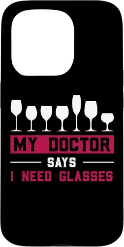 Vista 14 de iPhone 12/12 Pro Wine Lovers Pun Funny Drinking My Doctor Says I Need Glasses Case
