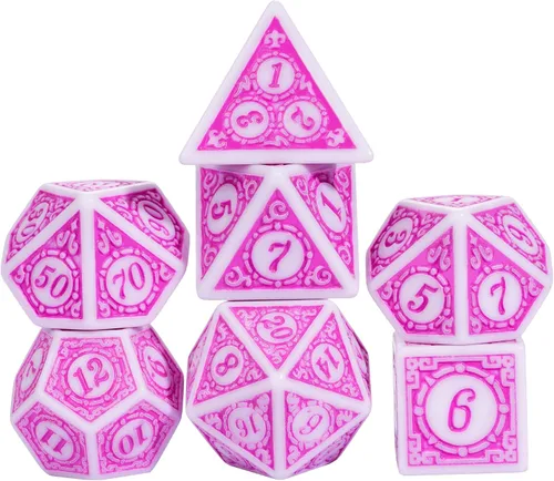 Vista 30 de Juego de 10 dados poliédricos DND (70 piezas) con 2 bolsas de cuero, juego de dados D&D para Calabozos y Dragones, juegos de mesa RPG