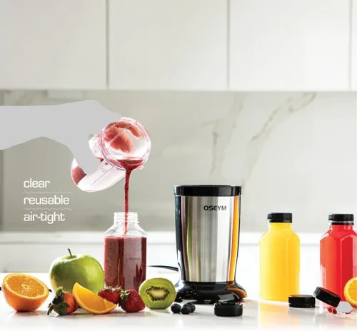 Vista 4 de DECADORN Botellas de plástico de 8 onzas con tapas, 12 unidades - Botellas para hacer jugos - HECHAS EN EE. UU. Botellas mini transparentes