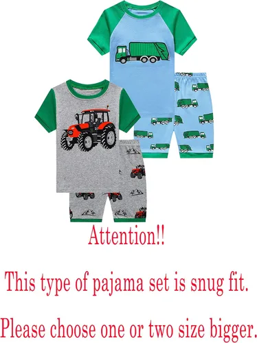 Vista 2 de KikizYe Boys Shark Short Sleeve Pajamas Kids Summer Pjs Size 5