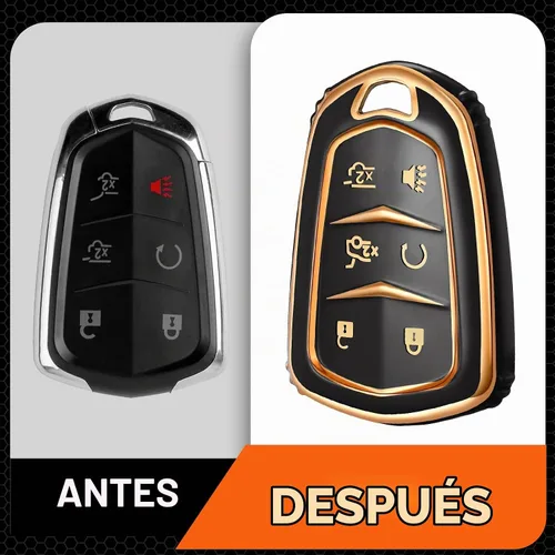 Vista 6 de Funda de llavero Accesorios para Cadillac para Cadi Escalade ESV 6 botones, funda de TPU (negro)
