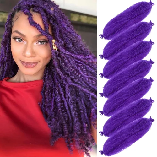 Vista 56 de Cabello para Trenzas Marley Twist de 10 pulgadas Negro 3 Paquetes Cabello Afro Twist Elástico Preseparado para Locs Suaves Cabello Spring Twist