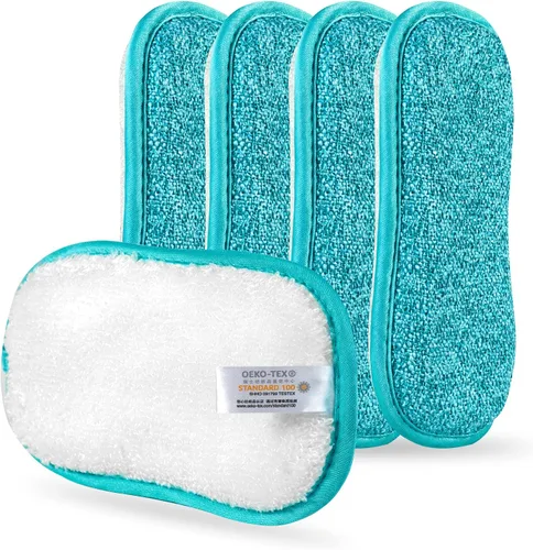 Vista 13 de 10 paquetes de esponjas de cocina para fregar sin rasguños, paños multiusos, esponja con un poder de estropajo resistente - Limpieza sin esfuerzo