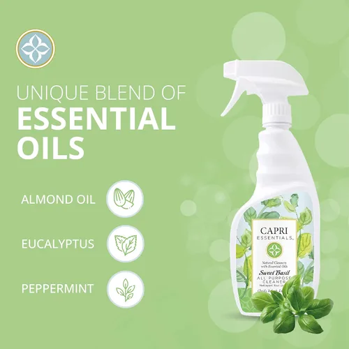Vista 2 de CAPRI ESSENTIALS Limpiador multiusos, suministros de limpieza naturales para el hogar, espray de superficie de encimera de cocina a base de plantas