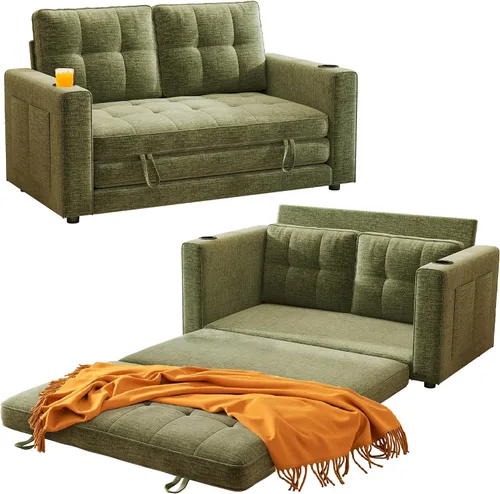Vista 10 de Sofá Cama Convertible, Sofá Cama Loveseat Extraíble, Sofá Cama Plegable 2 en 1, Sofá de Piso para Espacios Pequeños, Cama de Piso Desplegable