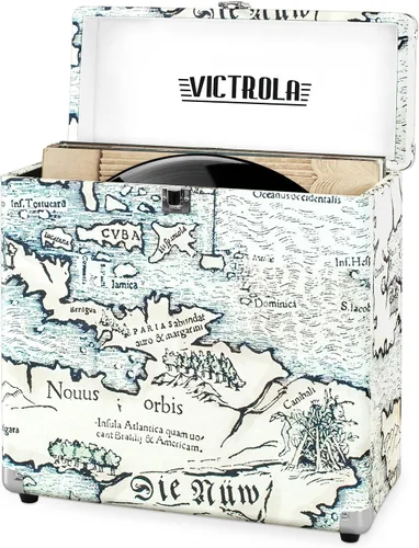 Vista 9 de Victrola Collector – Estuche de almacenamiento para discos – Contiene más de 30 discos de vinilo, herrajes resistentes, bisagras y esquinas