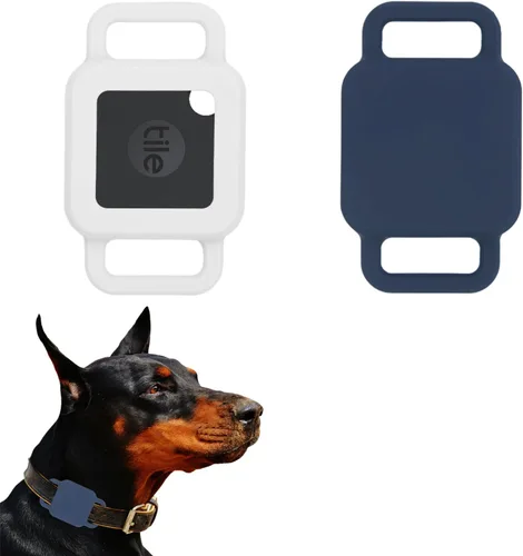 Vista 7 de Soporte de silicona para collar de perro para Tile Pro 2020 y 2018, paquete de 2 fundas protectoras para mascotas, perros y gatos (negro/verde menta)