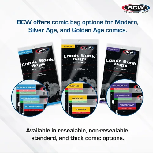 Vista 5 de BCW: Bolsas de cómic resellables, corriente, gruesas (100)