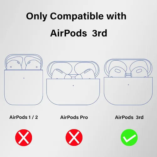 Vista 2 de Wonhibo Funda para Airpods 3, bonita funda de diseño azul mariposa para Airpod 3ª serie 3 tercera generación 2021 con llavero