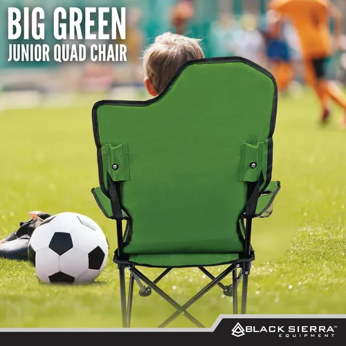 Vista 6 de Black Sierra Silla de campamento para niños, asiento plegable para niños que soporta 150 libras, silla de césped portátil para exteriores, incluye