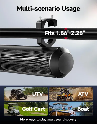 Vista 6 de KEMIMOTO Barra de sonido UTV de 28 pulgadas, altavoz para carrito de golf compatible con Bluetooth, IPX5 impermeable ATV barra de sonido compatible