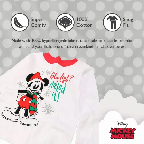 Vista 3 de Disney Boys' Mickey Mouse Monsters, Inc. The Nightmare Before Christmas 2-Piece Snug-fit Cotton Pajamas Set