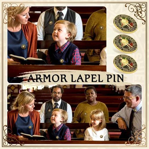 Vista 11 de Therwen 16 broches religiosos de oro de 1.18 pulgadas para poner en toda la armadura, broches religiosos cristianos a granel para hombres y mujeres
