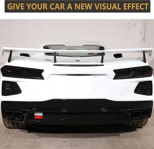 Vista 5 de Sekhyna Luz trasera de coche negro ahumado cubierta de protección ABS 4 piezas compatible con Chevrolet Corvette C8 Stingray 2020-2023 cubierta