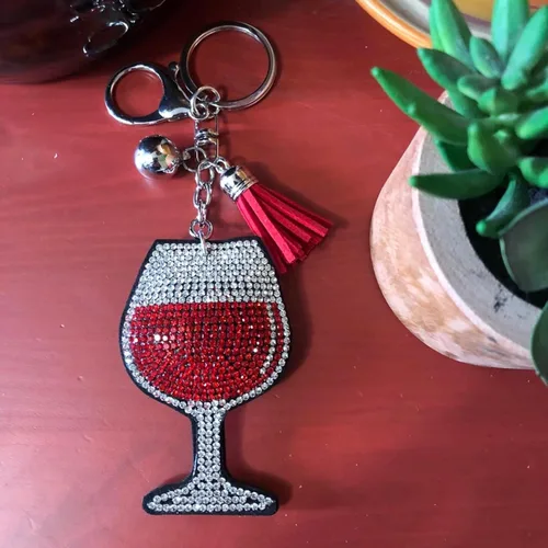 Vista 2 de Popfizzy Bling Keychain, Cute Keychain Accessories for Women and Girls, Rhinestone Car Keys Keychain
