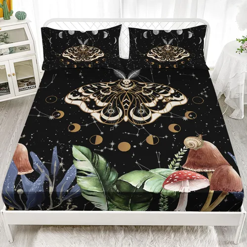 Vista 10 de AILONEN Juego de sábanas bajeras de mariposa y mariposa para niñas, juego de ropa de cama con diseño de mariposas y cerezos rosados, para regalo