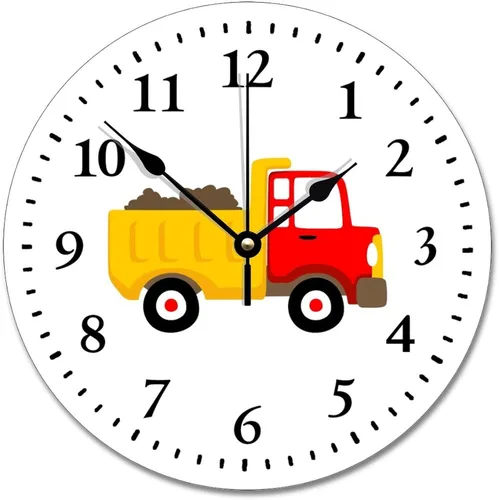 Vista 10 de ArogGeld Reloj de pared para conductor de autobús escolar, reloj de madera clásico 10 silencioso, sin tictac, de cuarzo, funciona