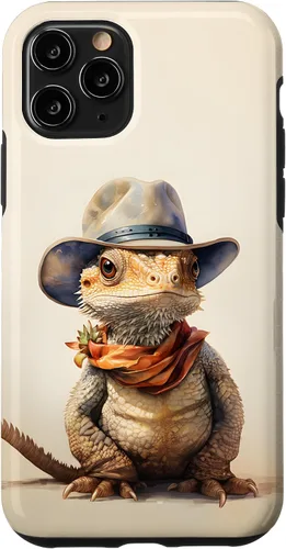 Vista 28 de iPhone 16 Lindo dragón barbudo Beardie con un estuche de sombrero de vaquero