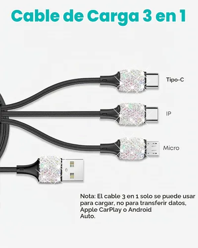 Vista 4 de Cargador de coche Bling,Cargador USB para encendedor de cigarrillos