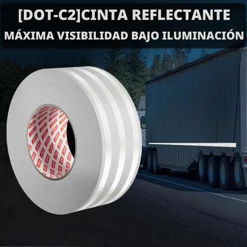 Vista 2 de SWRT Cinta reflectante de 2 pulgadas x 30 pies para exteriores, impermeable, DOT-C2, resistente a la decoloración, cinta reflectante blanca, cinta