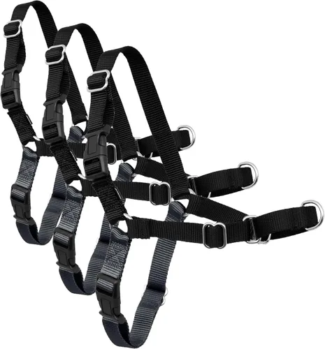 Vista 41 de Arnés de paseo fácil de PetSafe, Negro/Plateado Patented Martingale Loop Gives Gradual Shoulder Pressure to Stop Pulling, Front-Chest Leash Clip