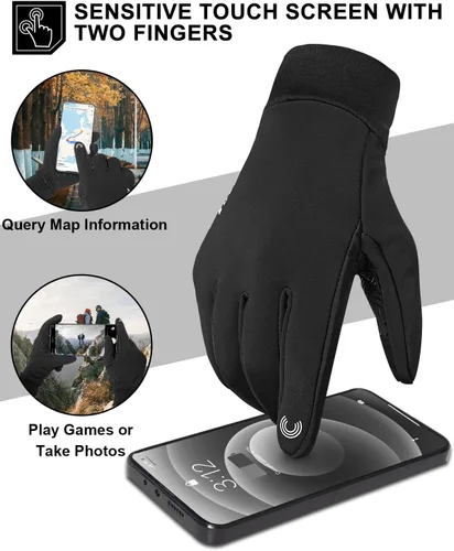 Vista 4 de RIGWARL Guantes impermeables para clima frío y frío, guantes de invierno para hombres y mujeres con pantalla táctil
