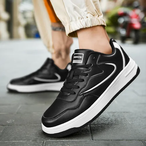 Vista 4 de Zapatos de skate para hombre, zapatos de skate de caña baja, zapatillas de deporte de moda, zapatos de skate de hip hop, zapatos casuales