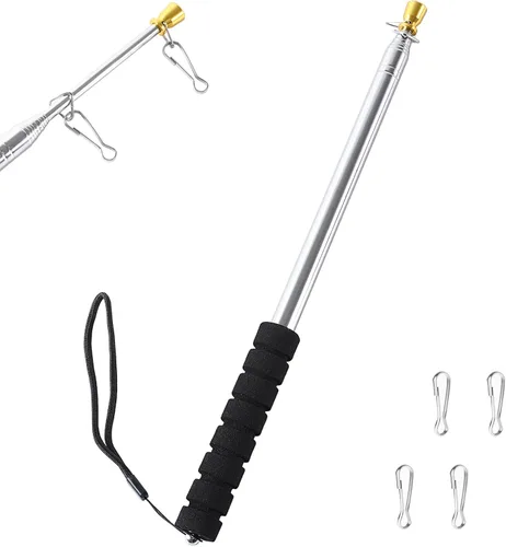 Vista 13 de Difuento 1 pieza Asta de Bandera para Guía Turístico Telescópica de Mano Astas de Bandera Portátiles con Clips para Guía Turístico Punto