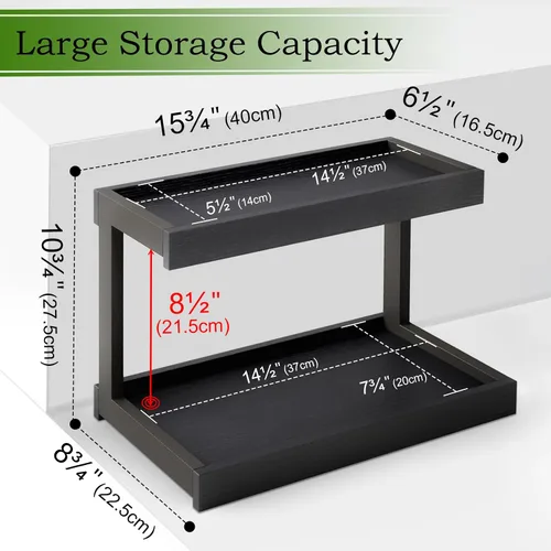 Vista 7 de MARTY Organizador de Especias de 2 Niveles para Encimera, 15.8''L Estación de Café/Organizador de Baño para Encimera, Estante de Mostrador