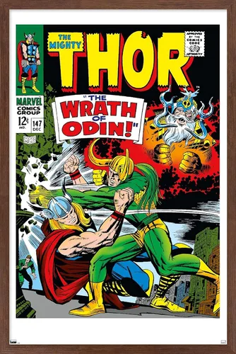 Vista 16 de Trends International Marvel Comics Loki - Póster de pared Thor #147, 22.4 pulgadas de largo x 14.7 pulgadas, versión enmarcada en madera de granero