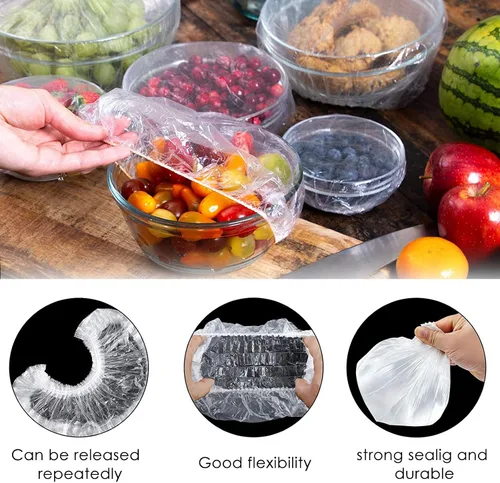 Vista 3 de Linkidea 50 fundas elásticas para almacenamiento de alimentos, reutilizables, de plástico elástico, alternativa al papel de aluminio, para picnic