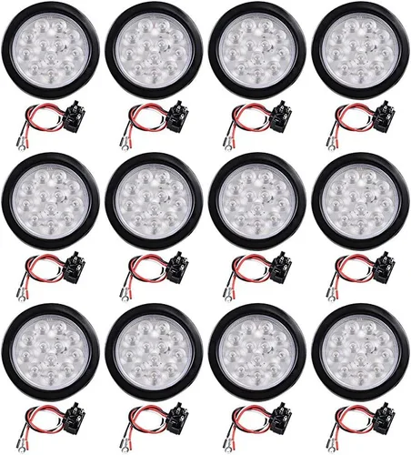 Vista 47 de Kit de tapones de cableado con cubierta de hule para luz trasera LED redonda de 4", 12 ledes, para RV, camioneta