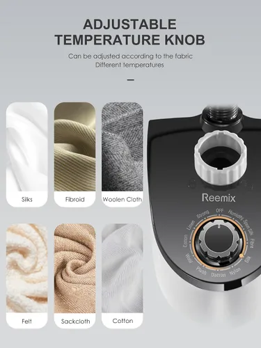 Vista 4 de Reemix - Vaporizador profesional para ropa, vaporizador de pie con colgador de ropa, se calienta en 30 segundos, gran tanque de agua desmontable