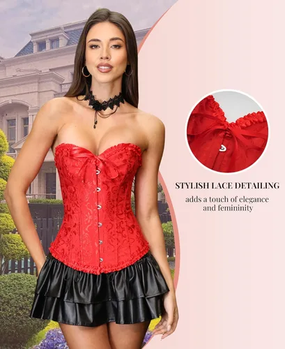 Vista 82 de SZIVYSHI Corsé para mujer, lencería moldeadora, body con cintura de encaje