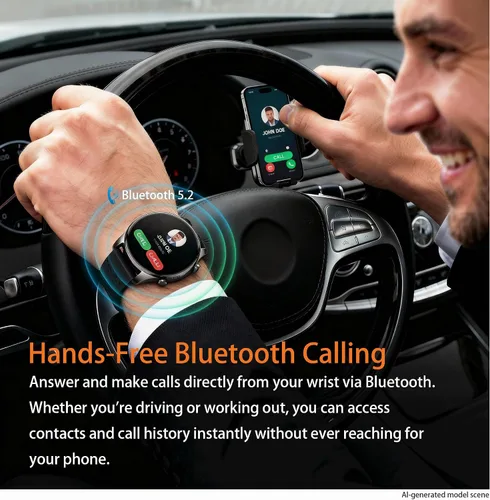 Vista 6 de Reloj inteligente para hombre, AMOLED de 1.43 pulgadas, GPS integrado, color negro Answer/Make Calls, Heart Rate Monitor, Sleep Monitor, SpO2