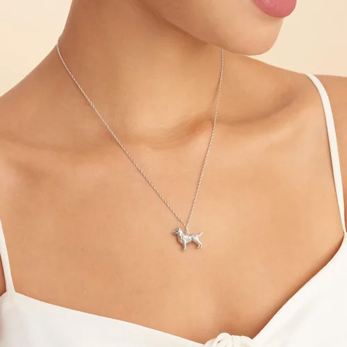 Vista 2 de SCAMPER & CO Necklace For Women and Girls - Rhodium Plated Sterling Silver Necklace With Dog or Cat Breed Pendant Rope Chain with Easy Closure