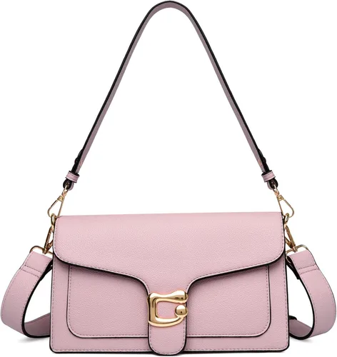 Vista 21 de Travistar Bolsos cruzados para mujer de moda - Pequeño bolso cruzado de hombro con 2 correas, bolso de mano de cuero, bolso de noche de embrague