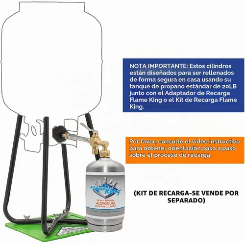 Vista 7 de Flame King Tanque de Cilindro de Propano de Aluminio Vacío de 1LB - Resistente a la Corrosión y Libre de Óxido, Ideal para Acampar y Pequeños