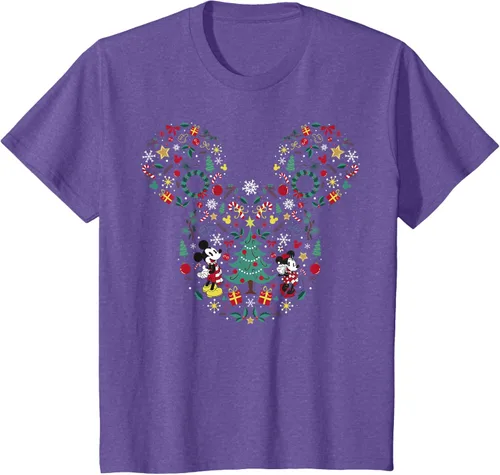 Vista 12 de Disney Mickey y Minnie Mashup Navideño Camiseta de Manga Corta Negro