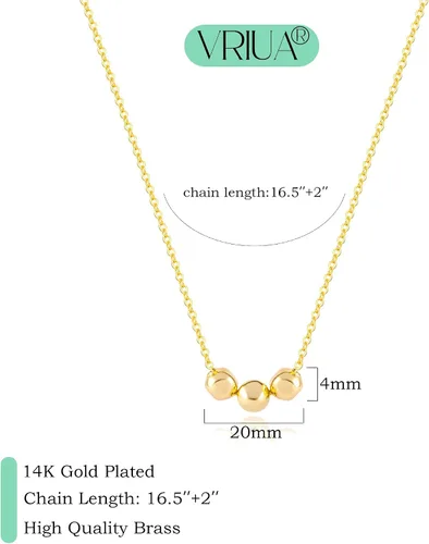 Vista 4 de VRIUA Gold Necklace for Women, Dainty Star of David Necklace 14K Gold Plated Butterfly Necklace Sun Lotus Flower Necklace Simple Bead Necklace