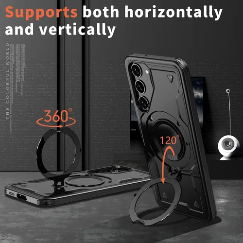 Vista 4 de Funda para Galaxy S23, compatible con MagSafe, funda híbrida 2 en 1 protectora delgada y resistente con soporte magnético invisible para Galaxy S23