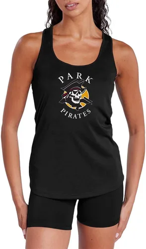 Vista 277 de Camiseta deportiva sin mangas oficial de NCAA Collegiate para mujer, con espalda cruzada, colección con logotipo primario